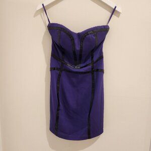 Bebe | Purple and Black Strapless Minidress | Size 2